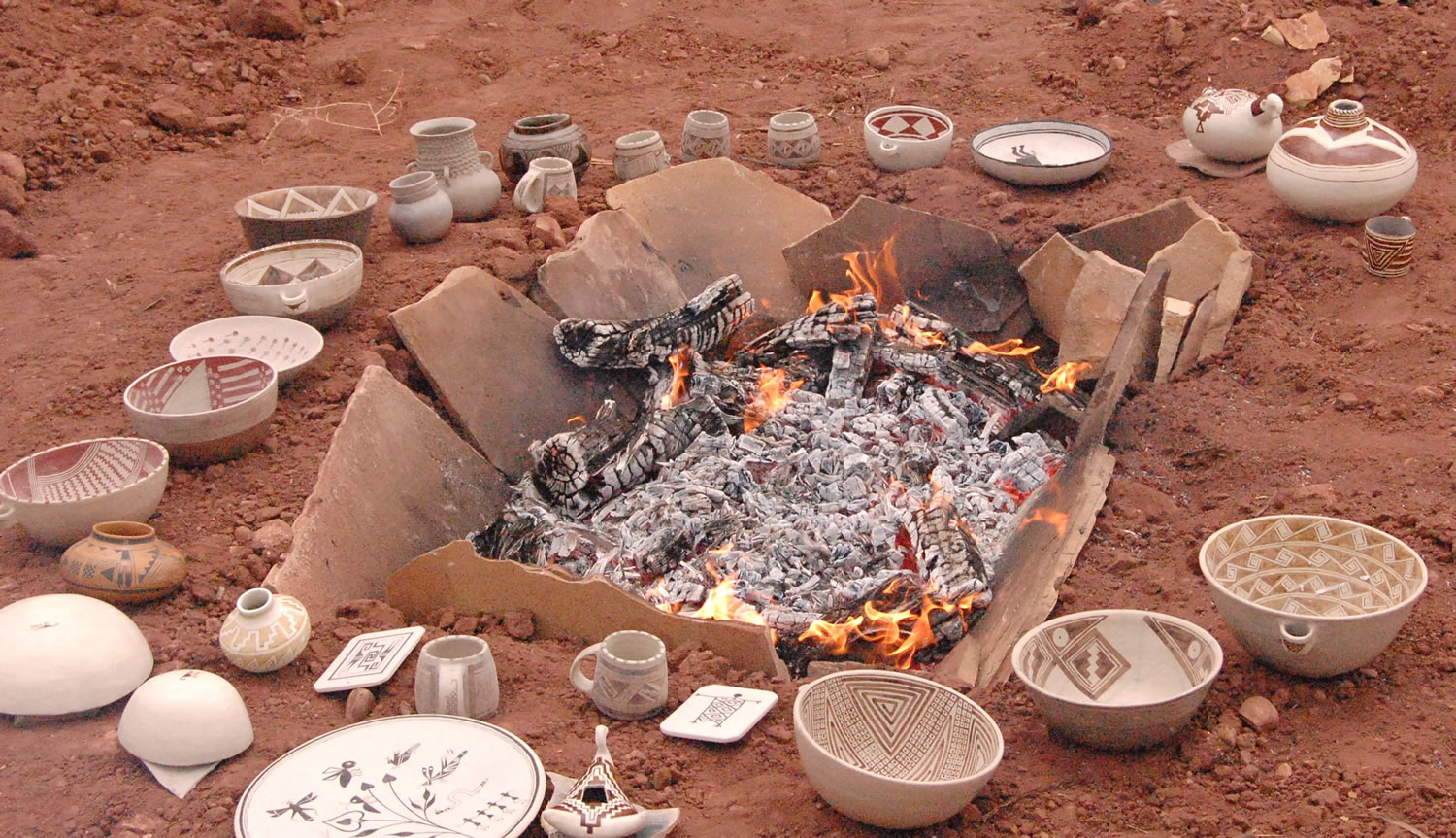 Primitive pottery firing